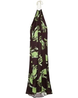 MSGM Graphic-Print Maxi Dress - Brown