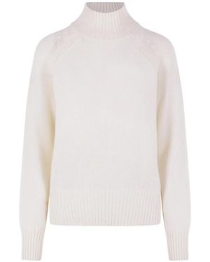 Allude Ribbed High-Neck Sweater - White
