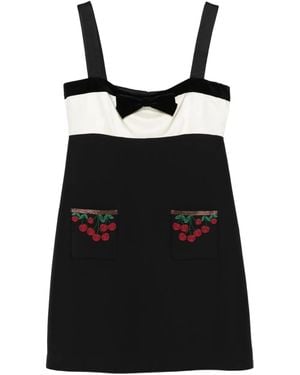 Valentino Garavani Cherry-Pocket Bow Mini Dress - Black