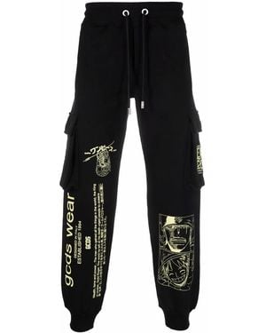 Gcds Black Graphic-print Cotton Track Trousers
