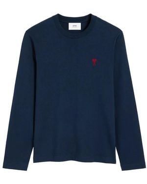 Ami Paris Ami De Coeur Long-Sleeved T-Shirt - Blue