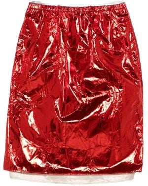 N°21 Rock Im Metallic-Look Mit Knitteroptik - Rot