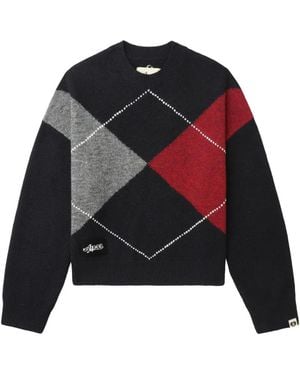 A Bathing Ape Argyle Pullover - Schwarz
