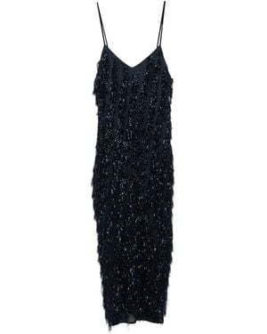 Stella McCartney Fringe V-Neck Dress - Blue