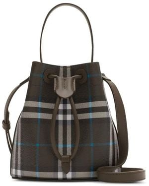 Burberry Borsa A Secchiello Check Mini - Nero