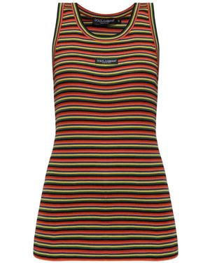 Dolce & Gabbana Striped-Pattern Top - Brown