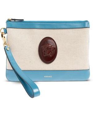 Versace Rivière Canvas Clutch Bag - Blue