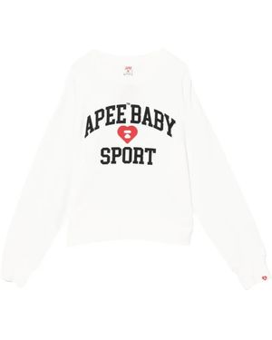 AAPE BY A BATHING AP Logo-Embroidered Sweatshirt - White