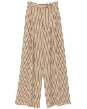 Marella Ordine Striped Wide-Leg Trousers - Natural