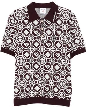 CASABLANCA Monogram Pattern Polo Shirt - Black