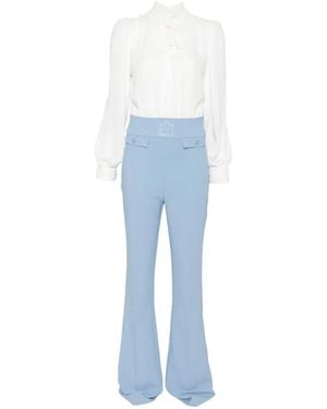 Elisabetta Franchi Bow-Detail High-Waisted Jumpsuit - Blue