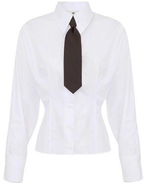 Elisabetta Franchi Poplin Shirt With Bow Tie - White