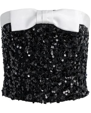 Alice + Olivia Katya Embellished Bow-Detail Top - Black