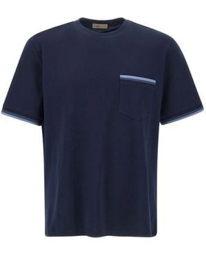 Herno Pocket Ribbed-Trim T-Shirt - Blue