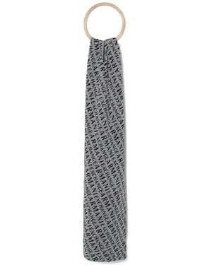 ARMANI EXCHANGE Logo-Pattern Scarf - White