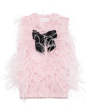 ShuShu/Tong Feather-Detail Vest - Pink