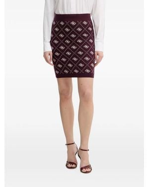 Guess Monogram-Knit Diamond-Pattern Mini Skirt - Red