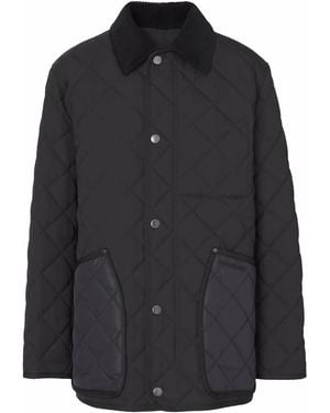 Burberry Corduroy-collar Quilted Jacket - Black