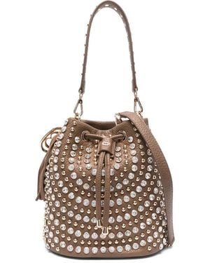 La Carrie Andromeda Studded Tassel Bucket Bag - White