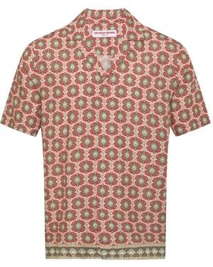 Orlebar Brown Geometric-Print Camp-Collar Shirt - Pink