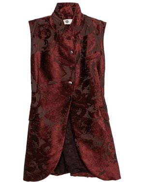 Marc Le Bihan Floral-Jacquard Sleeveless Jacket - Red