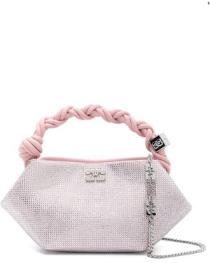 Ganni Borsa A Spalla Mini Con Strass - Rosa