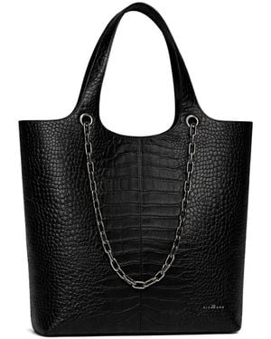 John Richmond Croc-Effect Chain-Detail Tote Bag - Black
