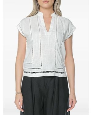 KARL LAGERFELD Ladder-Stitch Embroidered Blouse - White