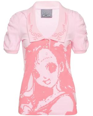 Ashley Williams Polo Amelia À Manga En Intarsia - Pink