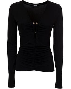 Just Cavalli Cut-Out Detailing Top - Black