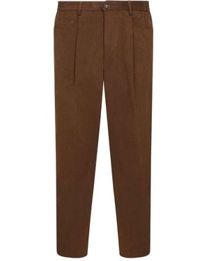 D4.0 Moleskin-Effect Five-Pocket Trousers - Brown