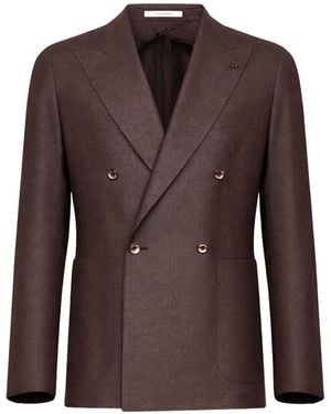 Tagliatore Peak-Lapel Double-Breasted Blazer - Brown