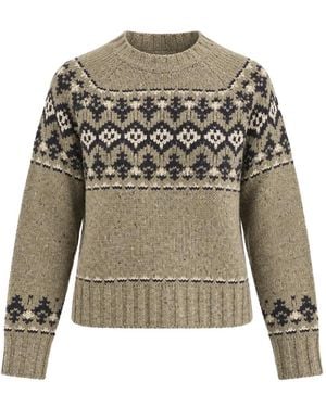 MC2 Saint Barth Merida Donegal Wool-Blend Crewneck Knit With Fair-Isle Pattern - Natural