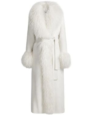 DUCIE Lola Sheepskin-Trimmed Coat - White