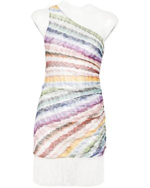 Missoni Fringed Zigzag-Print Mini Dress - White