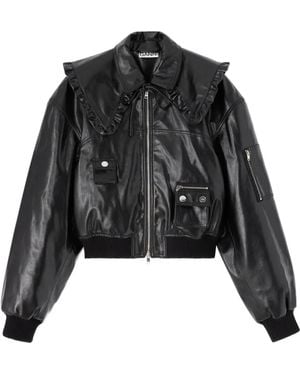 Ganni Ruffled-Collar Jacket - Black