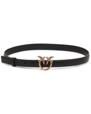 Pinko Love Birds Thin Leather Belt 2Cm - White
