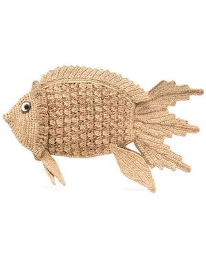 Anya Hindmarch Fish-Shape Woven Clutch Bag - Natural
