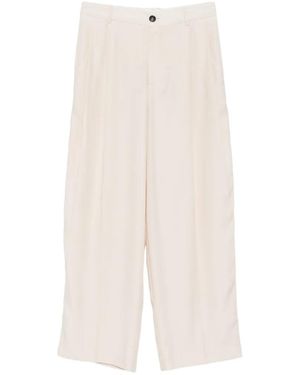 SOLOTRE Pleated Straight-Leg Trousers - White