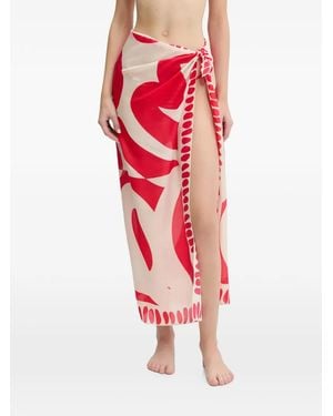 Bondeye Pareo Con Stampa Astratta - Rosso