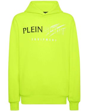 Philipp Plein Scratch Logo-Print Hoodie - Green