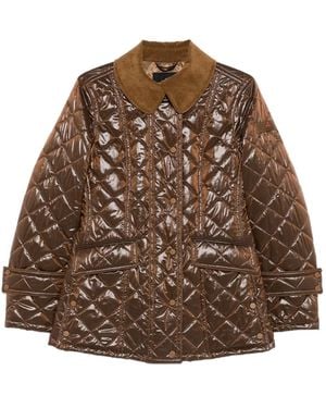 Peuterey Quilted Corduroy-Collar Jacket - Brown