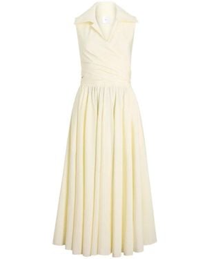 Patou Draped Striped Midi Dress - White