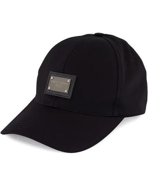 Dolce & Gabbana Cotton Baseball Cap With Branded Tag - Black