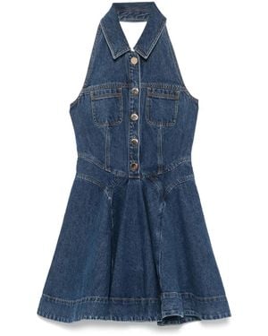 Self-Portrait Denim Sleeveless Mini Dress - Blue