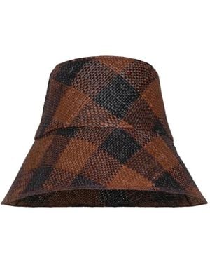 Johanna Ortiz Heaven And Earth Checked Hat - Brown