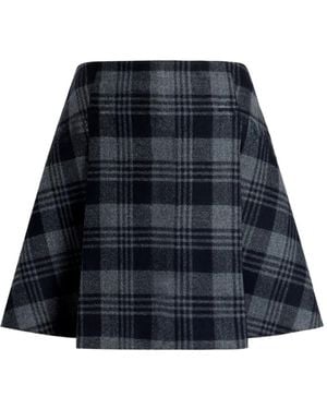 Proenza Schouler Cassia Plaid Wool Mini Skirt - Blue