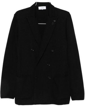 Lardini Double-Breasted Knitted Blazer - Black