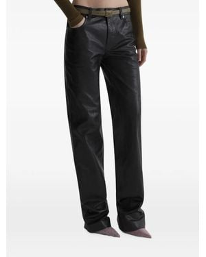 Mugler Tief Sitzende Hose Aus Leder - Schwarz