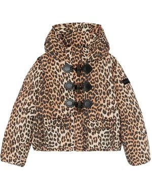 Ganni Mini Doudoune En Nylon Léopard - Natural